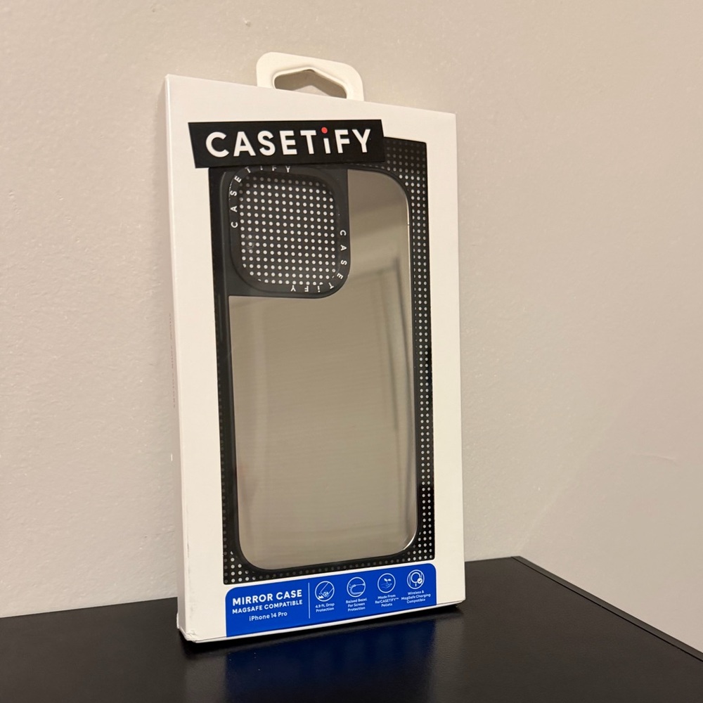 Casetify Clear Mirror 14 pro iPhone Case with Black Trim